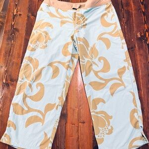 Pataloha a Pantagonia brand, Powder Blue Floral Pants in Blue and Grey